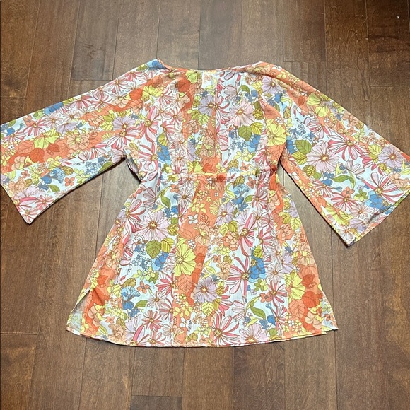 Sanctuary Multicolor Floral Bathing Suit Coverup, Size Medium - Picture 7 of 9